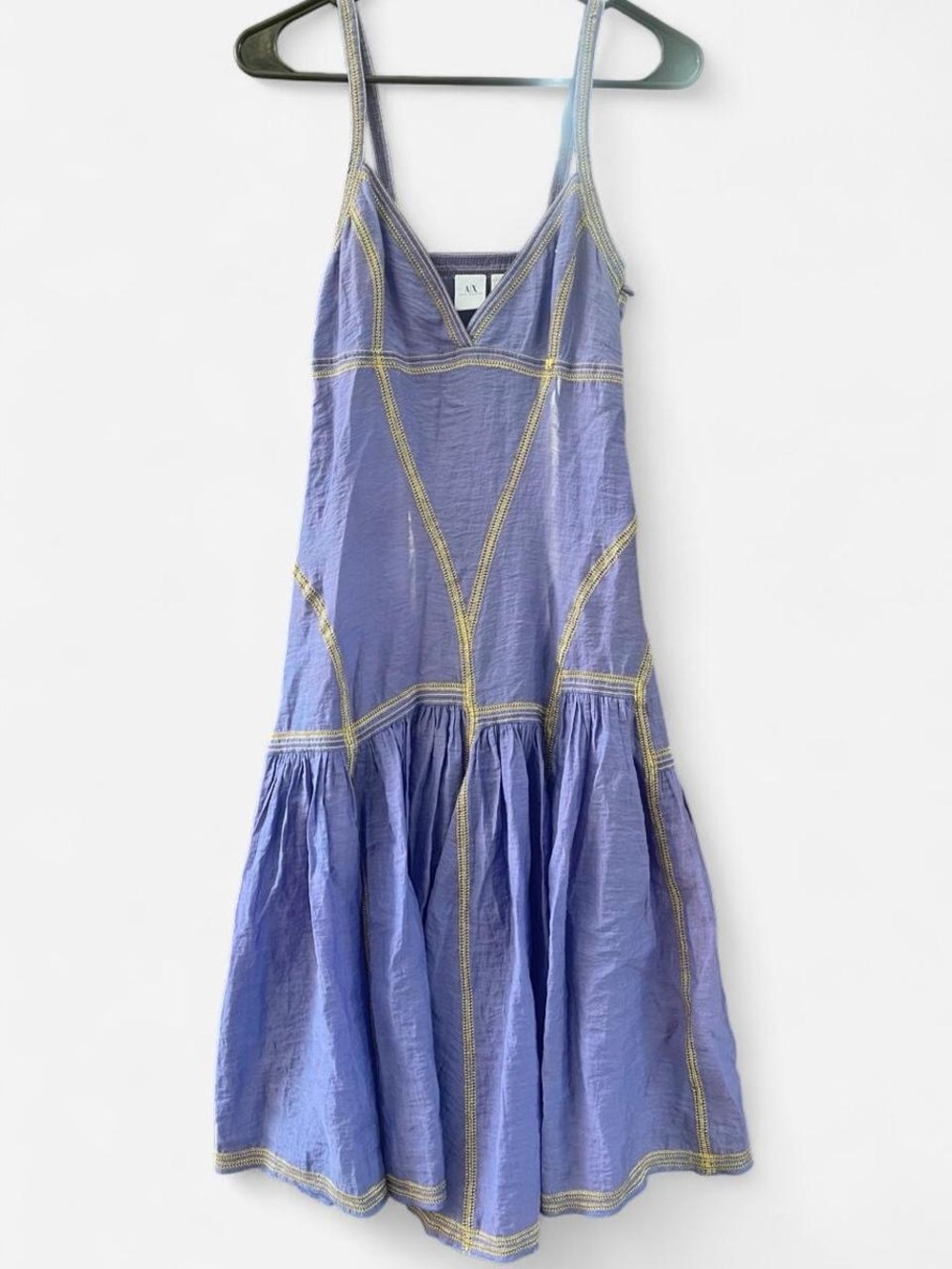 Armani Exchange Lavender Midi Dress with Yellow Stitching